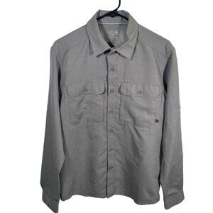 Mountain Hardwear Vented Shirt Mens Small Pockets LS Gray Fishing Outdoor Hiking